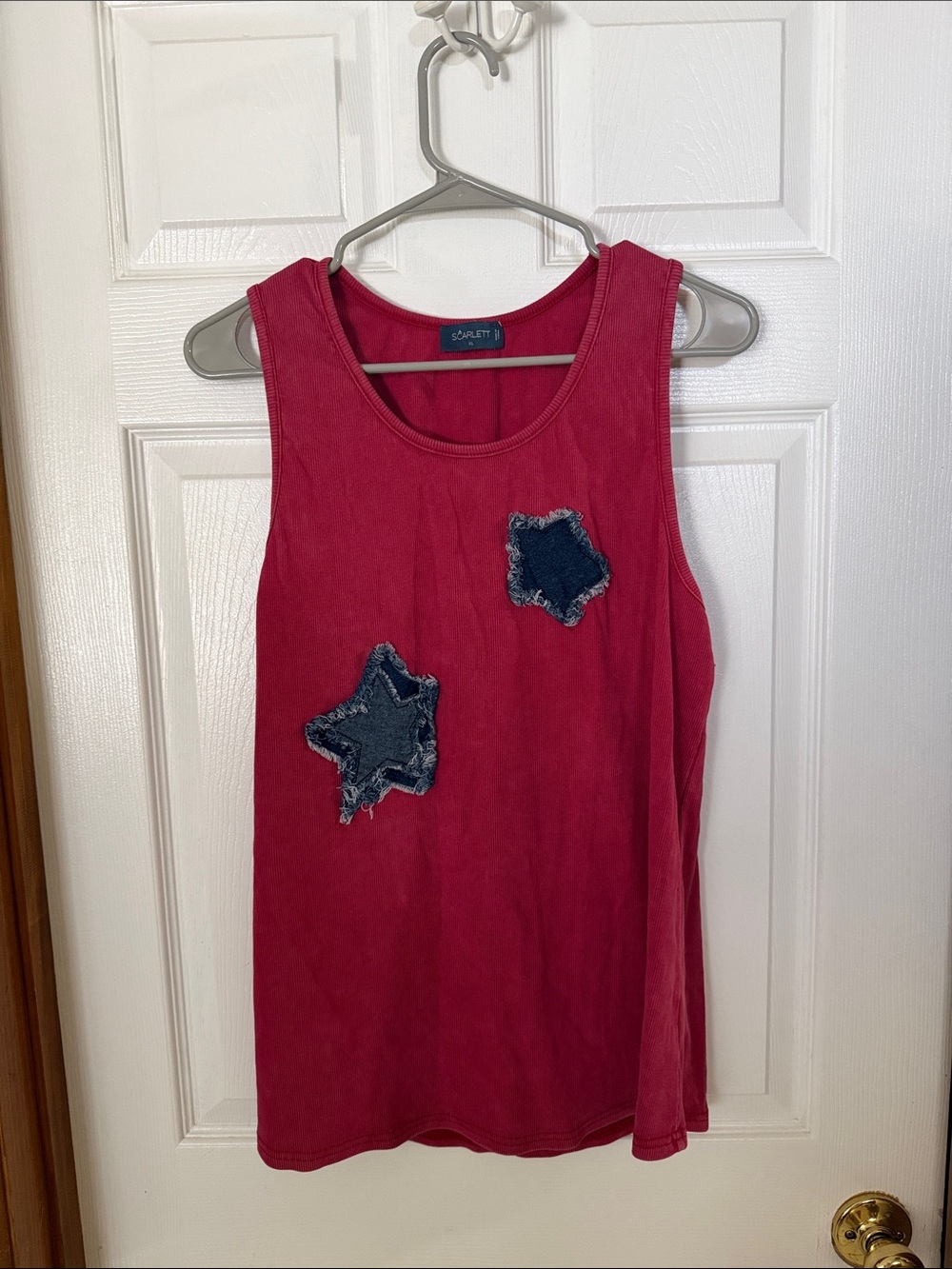 Americana Tank with Denim Star Appliqués